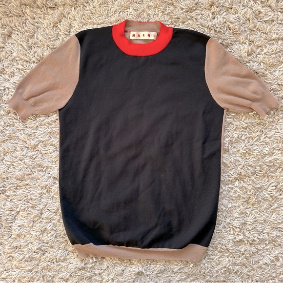 Marni Sweaters - Marni Cashmere Colorblock Short Sleeve Shirt